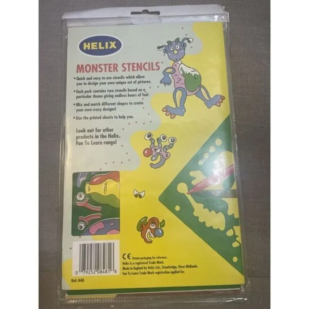 Vintage Helix stencils 4 Packs Dinosaurs, Monsters, Clothing, Cartoon Characters